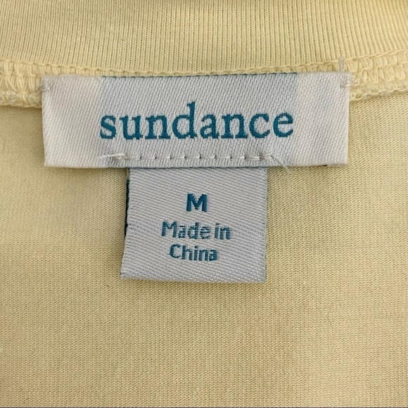 Sundance Easy Embroidered Pleated V-Neck Yellow Buttercup Top - Picture 7 of 9